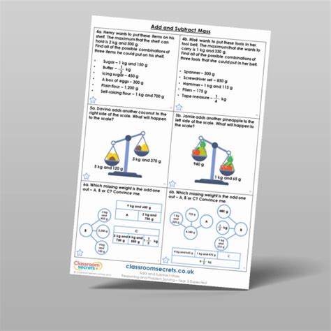 Add And Subtract Mass Reasoning And Problem Solving Resource