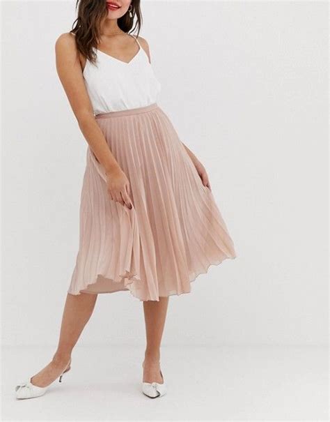 ASOS DESIGN Pleated Midi Skirt ASOS Midi Skirt Color Combos Outfit