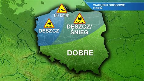 Trudne warunki na drogach północnej Polski TVN Meteo