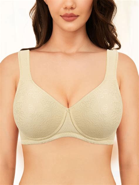 Deyllo Women S Wireless Bra Plus Size Non Padded Full Coverage Minimizer Bra Nude G Walmart