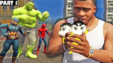 Franklin Shinchan And Chop Vs Avengers Army Part Gta Hulk