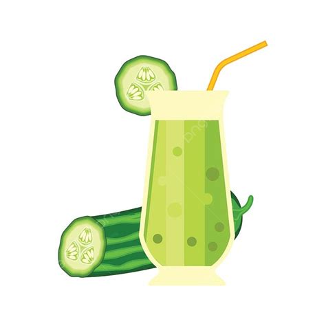 Fresh Green Cucumber Juice On White Background Vector Illustration