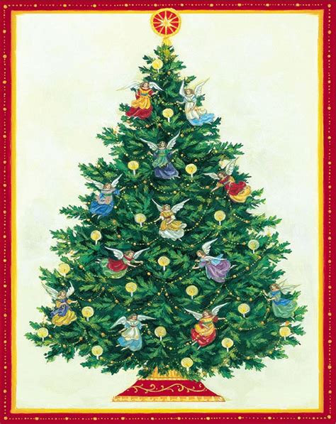 Entertaining With Caspari Angel Tree Christmas Cards Box Of Free