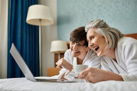 Two Loving Lesbian Partners One Older Stock Image Image Of Senior Lesbian