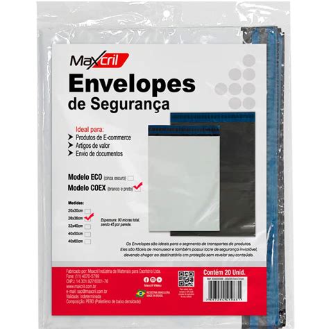 Envelope Pl Stico De Seguran A Cm X Cm Branco Maxcril