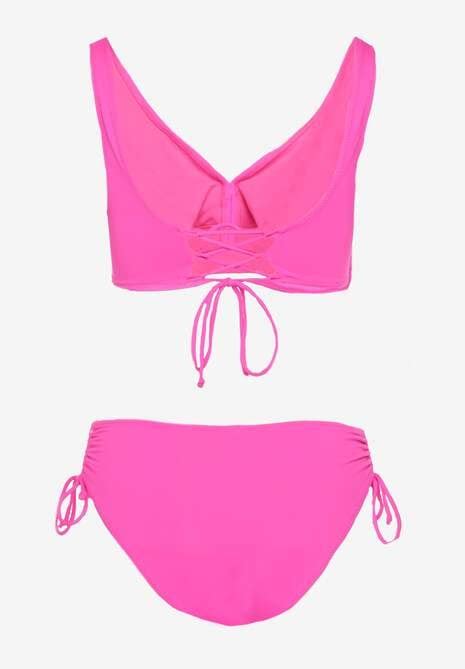 Fuksjowe Bikini Biustonosz i Majtki Figi z Wiązaniem Kinalisa Renee