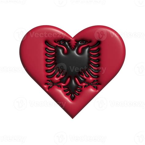 Albania heart flag shape. 3d render 22286472 PNG