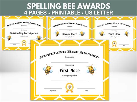 Spelling Bee Award Template Spelling Bee, Spelling Bee Certificate