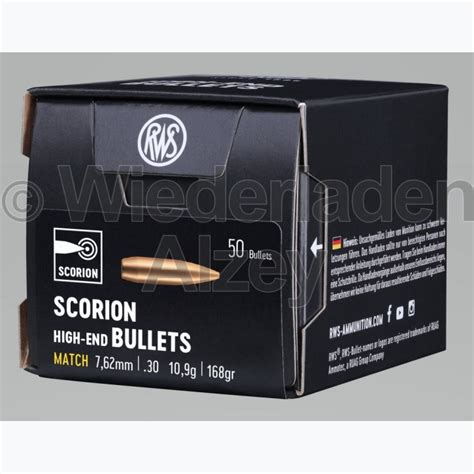 RWS Geschosse 308 168 Grain 10 9 G Scorion HPBT Match Und Weitere