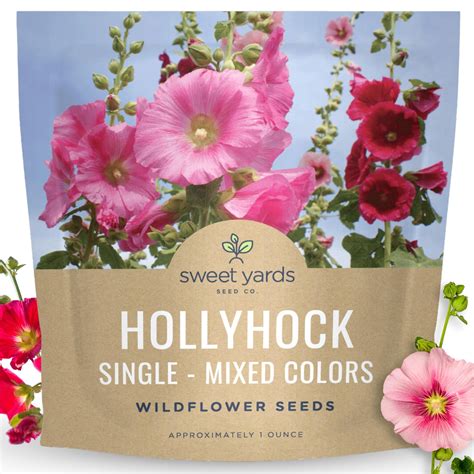 Hollyhock Single - TWE5 Mixed Colors - Large 1 Ounce Packet - 2,500