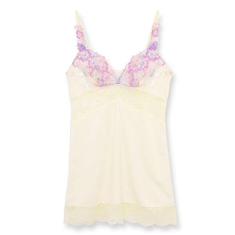 フランデランジェリー fran de lingerie 可憐な花びら刺繍ワンピースのインナーとしても グレースイストフラワーペタル デザイン系スリップ スリップ クリーム