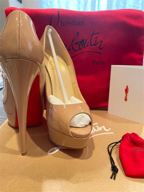 Christian Louboutin Lady Peep 150 Patent Calf Nude Gem
