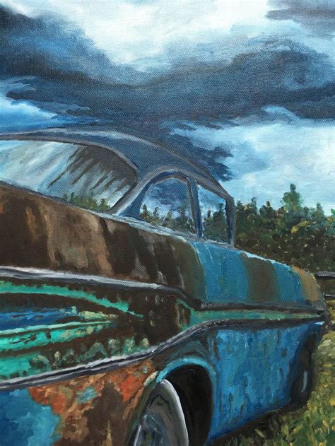 Old Abandoned Car Painting By Carmen Aurariu Saatchi Art