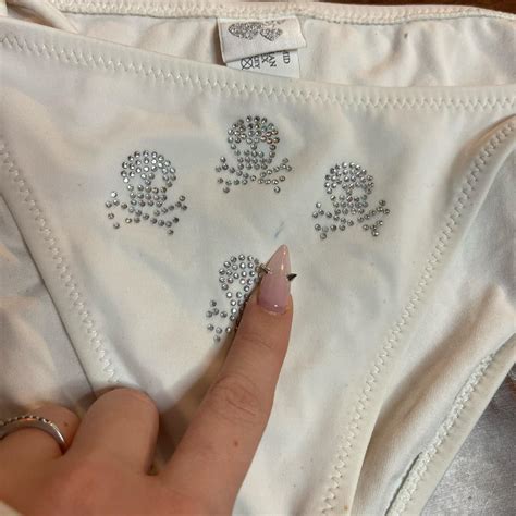 WHITE VINTAGE BIKINI WITH BEDAZZLED Depop