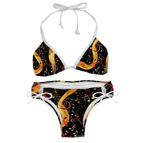 Note Stylish Swim Suits Bikini Set Detachable Sponge Adjustable Strap