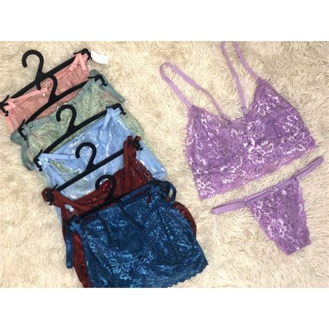 Conjunto De Lingerie Calcinha E Top Sem Bojo Renda Diversas Cores