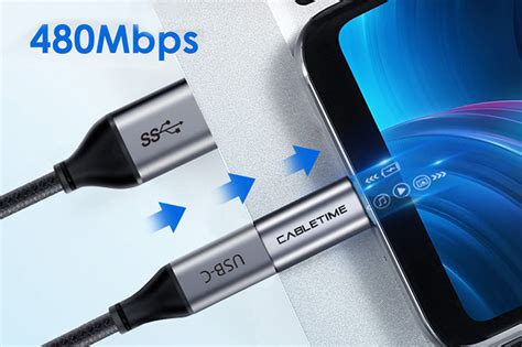 USB 2.0 Micro B to USB Type C Adapter Converter M/F- CABLETIME