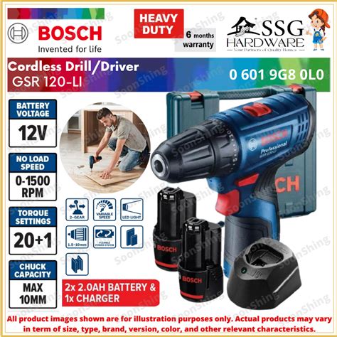 BOSCH GSR 120 LI Professional Cordless Drill Driver GBA 12V 2 0Ah