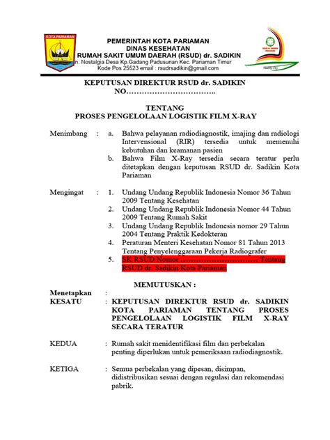 sk pengelolaan logistik