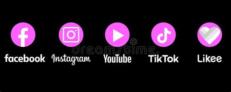 Social Media Symbole In Rosa Farbe Youtube Instagram Facebook Tiktok