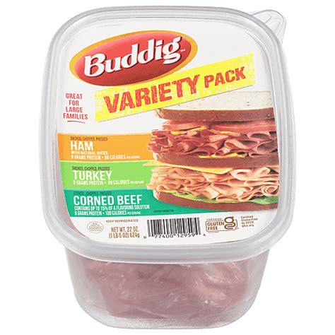 Buddig Lunch Meat, Ham/Turkey/Corned Beef, Variety Pack 22 oz | Deli ...