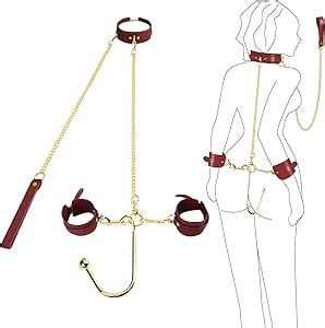 Amazon Back Anal Hook Sex Toy Bondage Bed Restraint Kit With Adjustable Handcuffs Leather