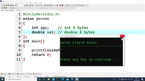 C Program To Show The Simple Example Of Union Simple Union Program