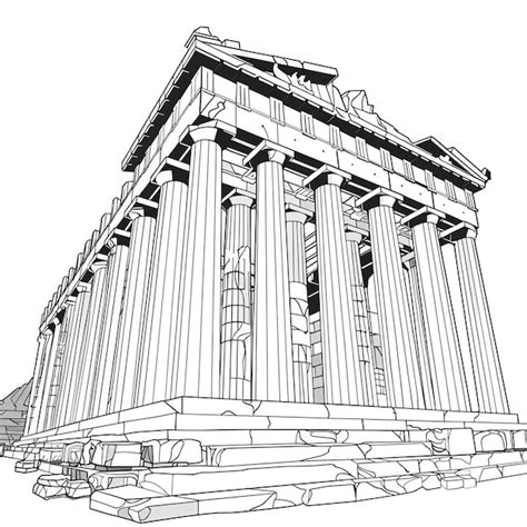 Athens Landscape Sketch Black And White Premium Ai Generated Image