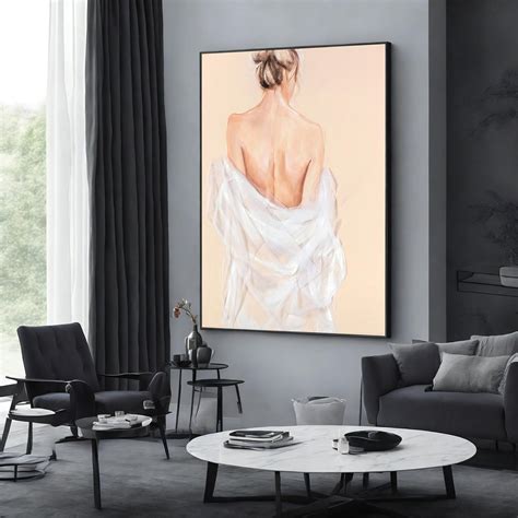 Nude Artwork Nude Woman Canvas Wall Art Nude In Tulle Canvas Minimalist Print Wall Art