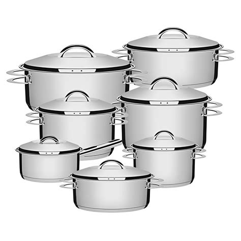 Panelas Tramontina Inox Fundo Triplo - Jogo de Panelas Solar 7 Peças em Aço Inox Fundo Triplo Tramontina ...