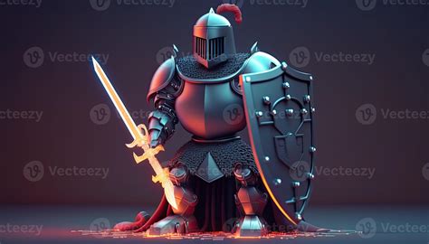 A Cyborg Holding A Futuristic Sword With Shield Digital Art Style