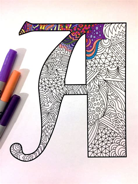 Letter A Zentangle Inspired By The Font Deutsch Mandalas Drawing