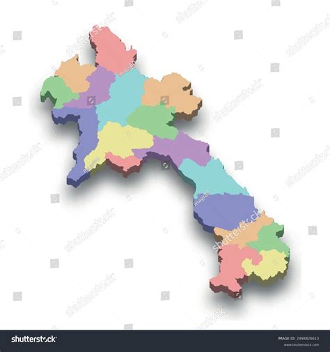 3d Isometric Colored Map Laos Borders Stock Vector Royalty Free