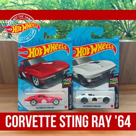 Jual Hot Wheels Race Day Corvette Sting Ray 64 Bundle White Red Putih Jakarta Utara