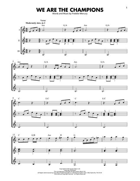 We Are The Champions Piano Sheet Music 1