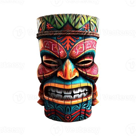 Carved Wooden Tiki Mask On Transparent Background 47084691 Png