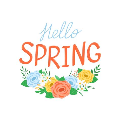 Premium Vector Spring Illustration With Bouquet Flowers And Lettering