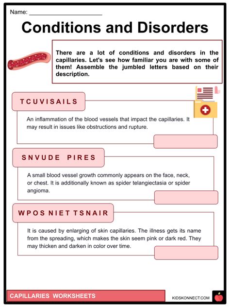 Capillaries Worksheets & Facts | Functions, Conditions, Disorders