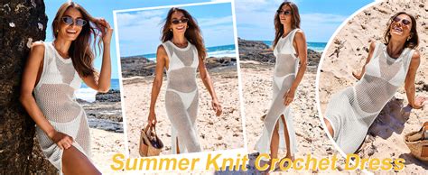 Anrabess Womens Swimsuit Cover Up Sleeveless Hollow Knit Bikini Swimwear Bathing Suit Coverup