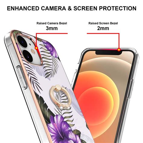 Electroplating Pattern Imd Tpu Shockproof Case With Rhinestone Ring