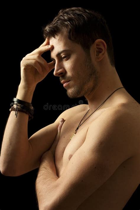 Man Naked Thinking Stock Photo Image Of Fashion Portrait