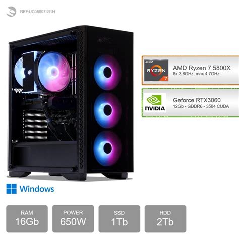 Sedatech PC Gaming Expert AMD Ryzen 7 5800X 16GB 2TB 1TB SSD RTX 3060