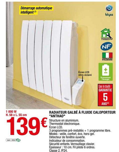 Promo Radiateur Galbé à Fluide Caloporteur anthao chez Brico Dépôt