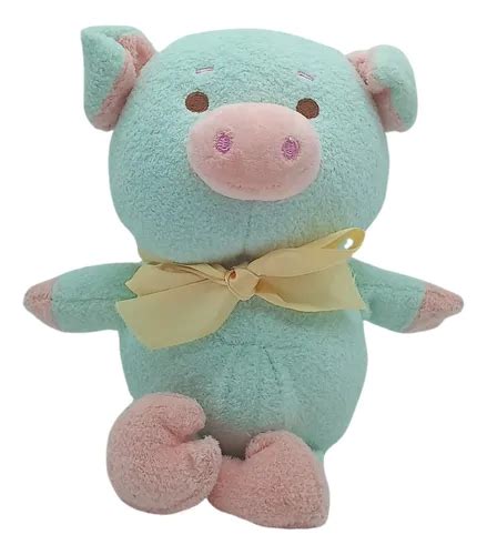 Peluche Puerco Bebé Verde Con Rosa Sueve Bonito Babe Meses sin interés
