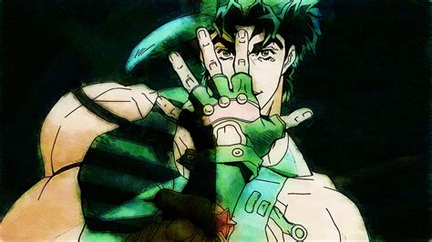 Jojo Jonathan Joestar With Green Hair With Black Background Hd Anime