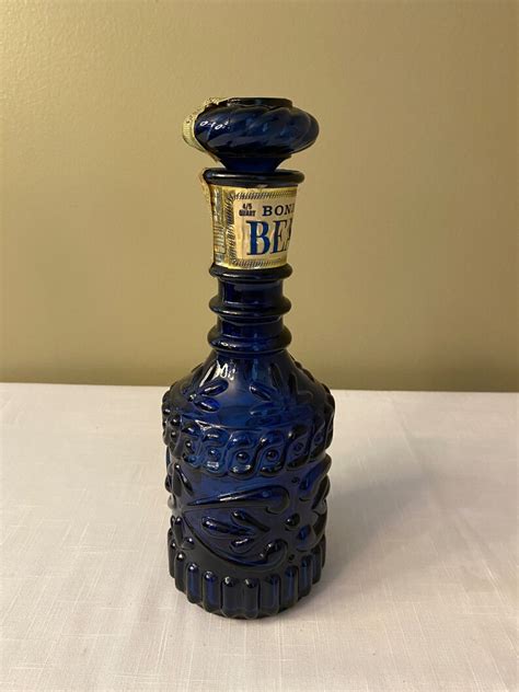 Vintage 1971 Cobalt Blue Glass Jim Beam Whiskey Decanter Etsy