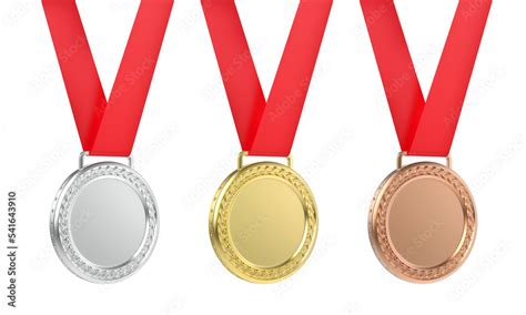 Gold Silver And Bronze Medals On Transparent Background Stock