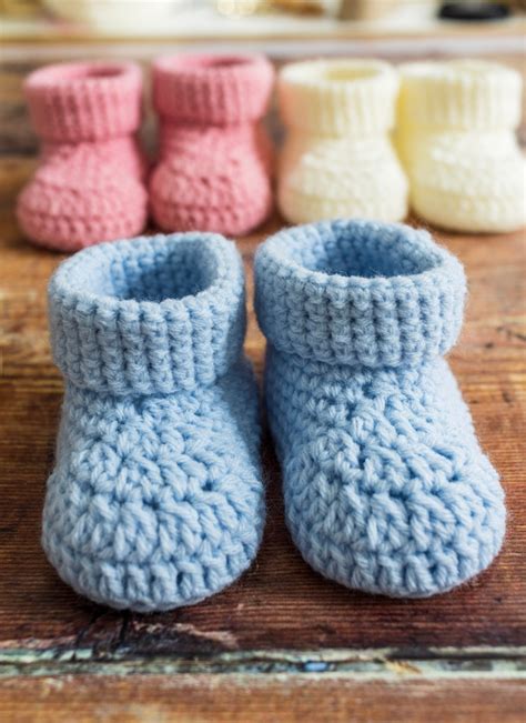 Classic Crochet Baby Booties With Folded Cuff Free Pattern Sarah Maker ...