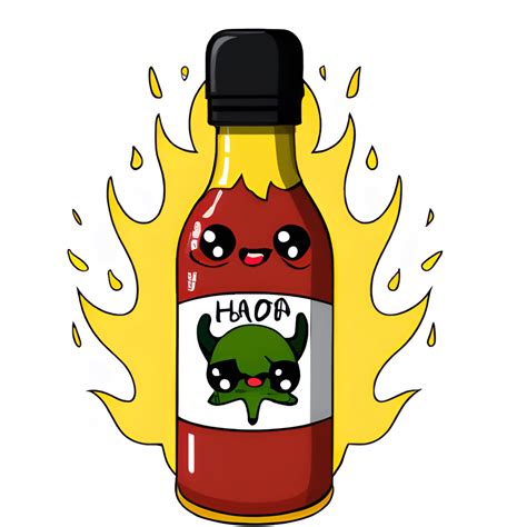 Fiery Jalapeno Hot Sauce Kawaii Chibi Cartoon Creative Fabrica
