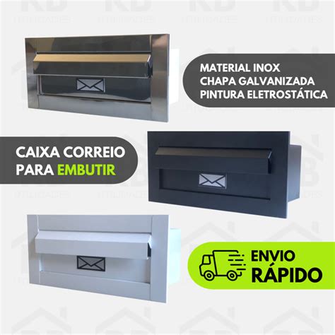 Caixa Correio Carta Inox Aba Para Muro Parede De Embutir 14cm